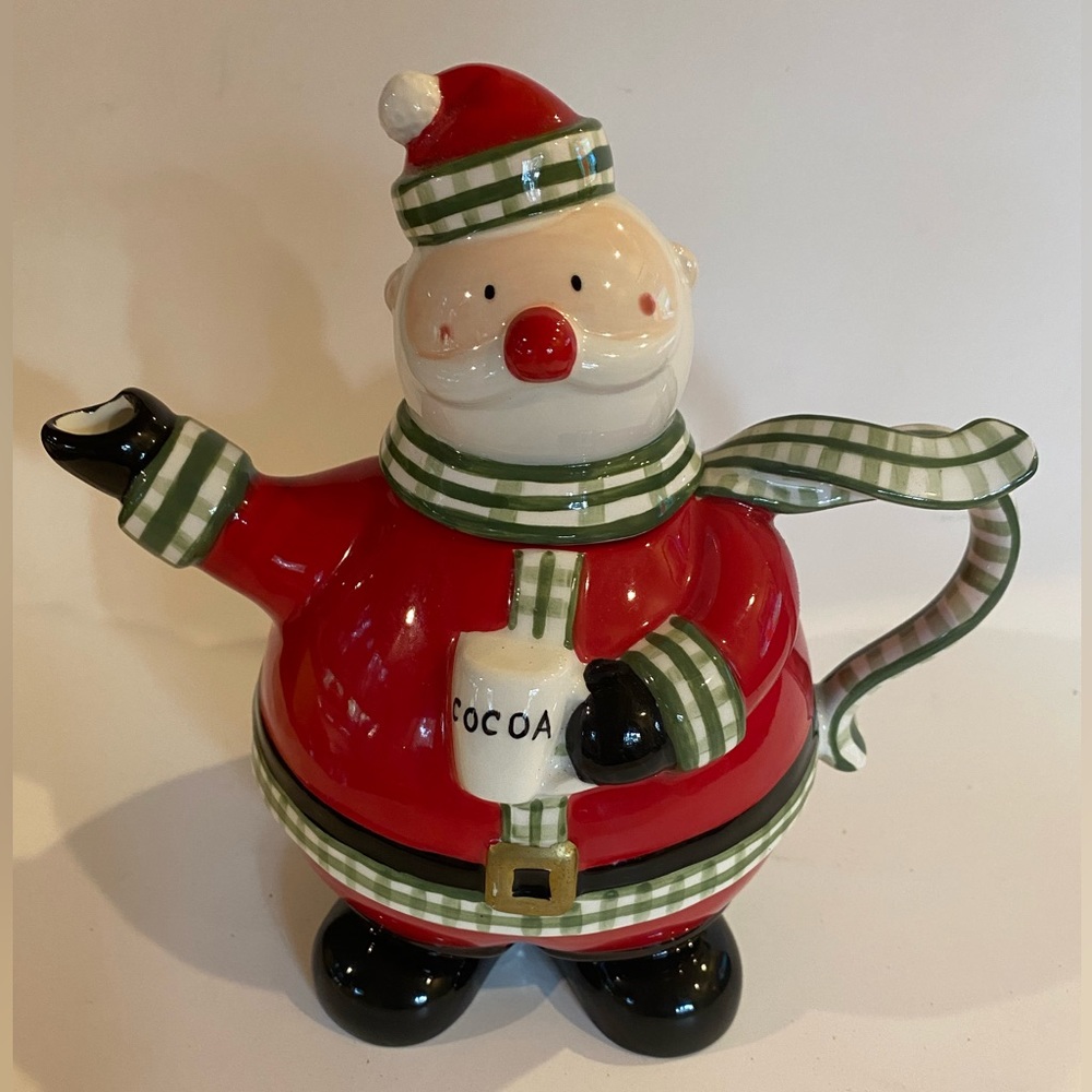 Harry & David 2007 Santa Claus Cocoa Teapot Ceramic Holiday Xmas Collectible